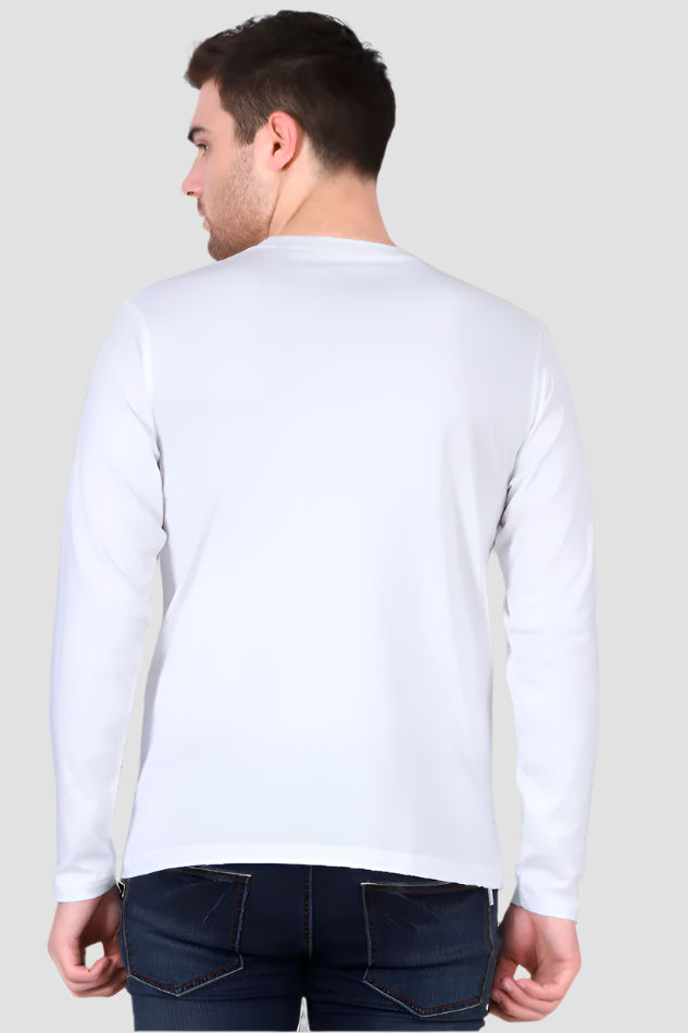 Thinking in Chai Speaking in Code Men’s Full Sleeve White T-Shirt – Minimalist Cotton Tee for Coders and Tea Lovers by TEEior

