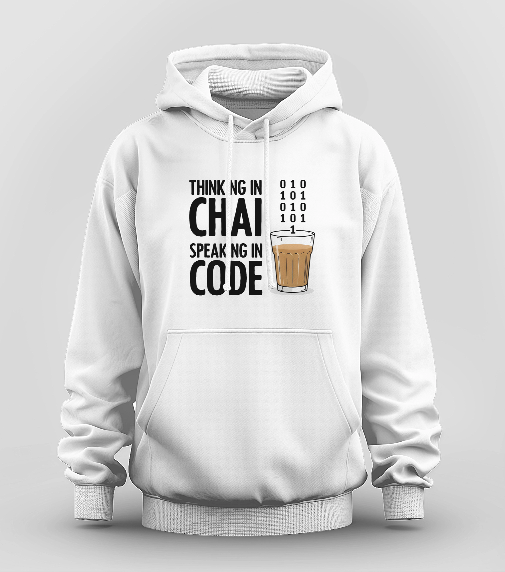 Thinking in Chai Speaking in Code Unisex Oversized Classic White T-Shirt – Minimalist Cotton Tee for Programmers and Chai Lovers by TEEior