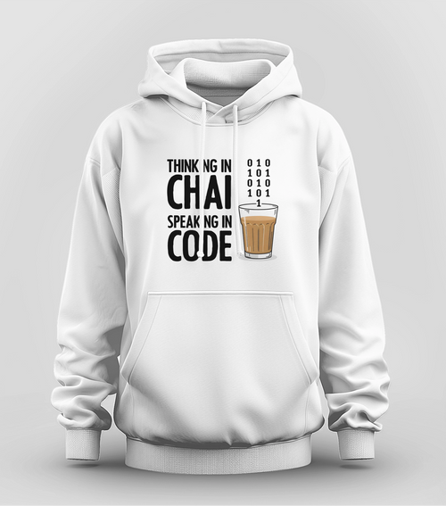 Thinking in Chai Speaking in Code Unisex Oversized Classic White T-Shirt – Minimalist Cotton Tee for Programmers and Chai Lovers by TEEior
